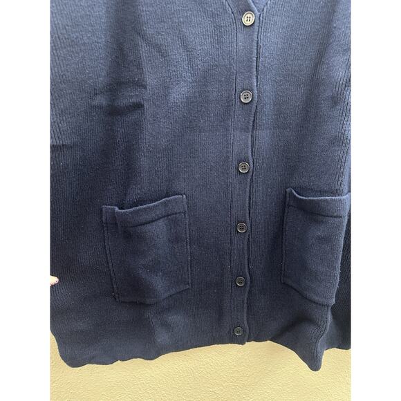 WinterSilks Womens Sweater Cardigan Size XXL Blue Knit Button Up Silk Cotton NWT - Picture 3 of 10